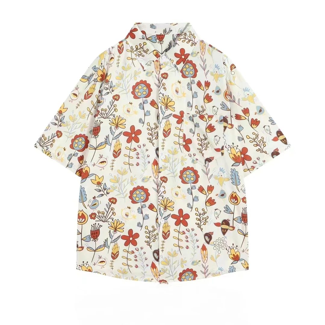 泰式复古中性日系夏威夷短袖花衬衫男女港风腔调氛围感衬衣外套潮