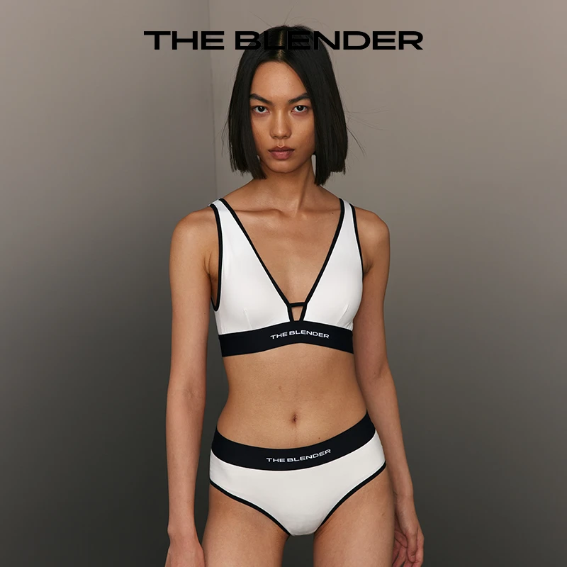 The Blender LOGO织带长三角杯无钢圈背心款文胸可拆卸胸垫美背