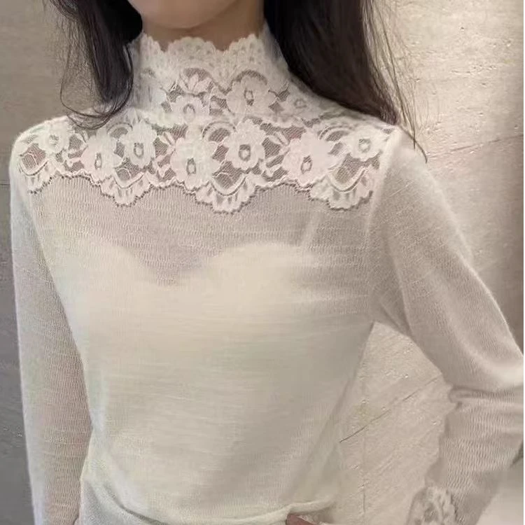 秋冬款必入半高领镂空百搭时尚洋气修身打底衫-8685006款-