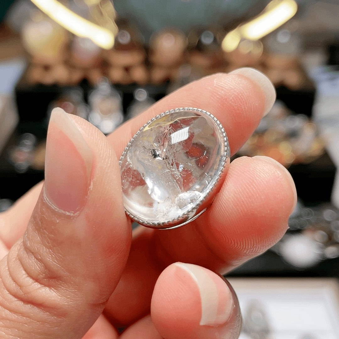 【闪购商品】水晶磨合吊坠银S925镶嵌烟*?
