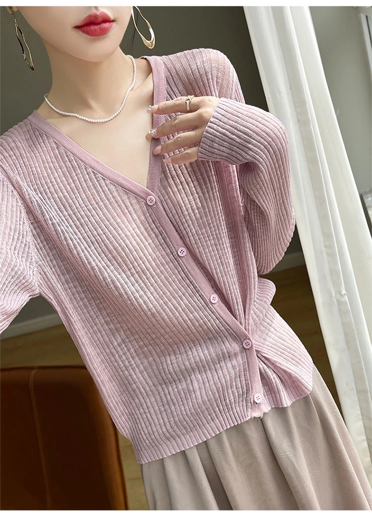 【吉米家】夏季必备 薄款冰感竹节麻开衫防晒空调衫