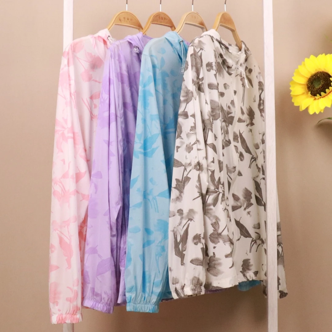 防晒衣女款夏季薄款防紫外线透气亲肤2023冰感外套宽松春夏印花