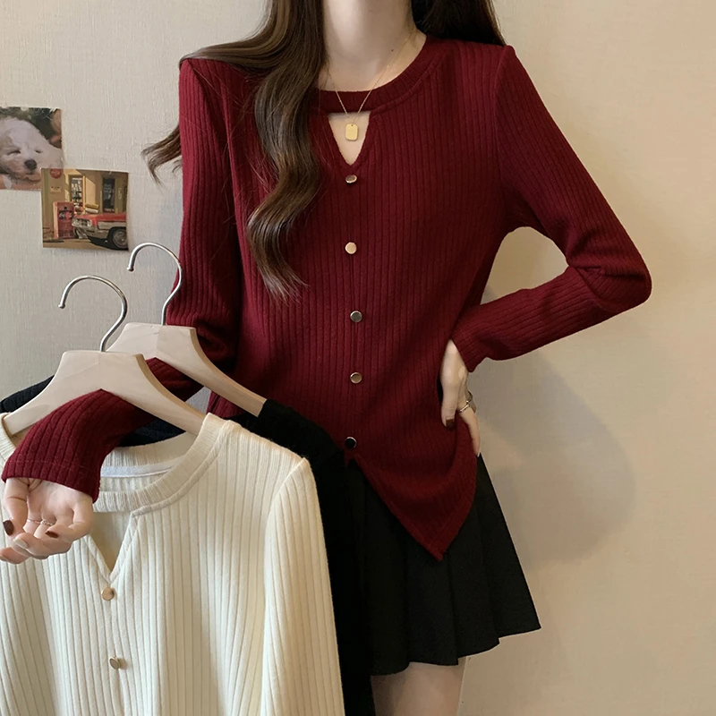 秋冬装新款胖mm大码女装辣妹小心机百搭正肩打底衫上衣-DNH18151
