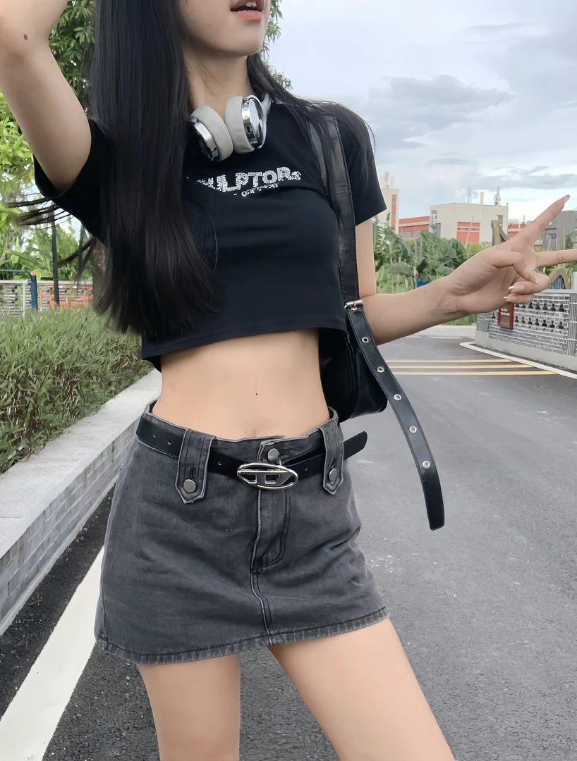 【小美601-700直播】显瘦半身裙裤百搭牛仔韩版气质高腰A字辣妹裙裤