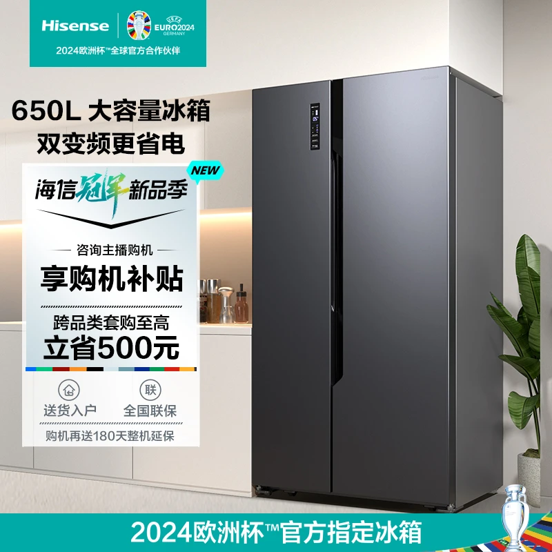 海信冰箱 BCD-650WFK1DPUQ 双变频一级能效除菌净味双开门电冰箱