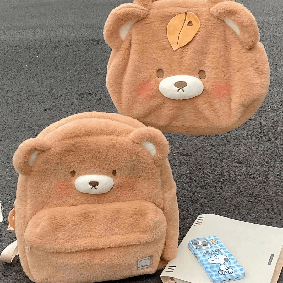 2024新款毛绒小熊包包女可爱卡通少女心单肩包双肩包学生装书书包