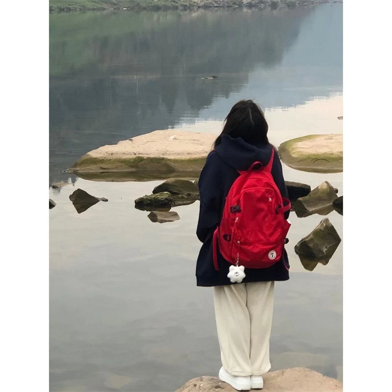 2024新款书包女高中大学生大容量休闲旅行运动背包学院风双肩包