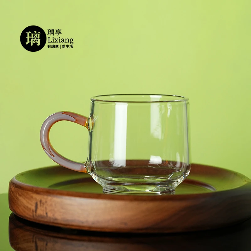 璃享凤颜水月杯品杯高档手把玻璃杯防烫茶杯创意品茗杯品杯