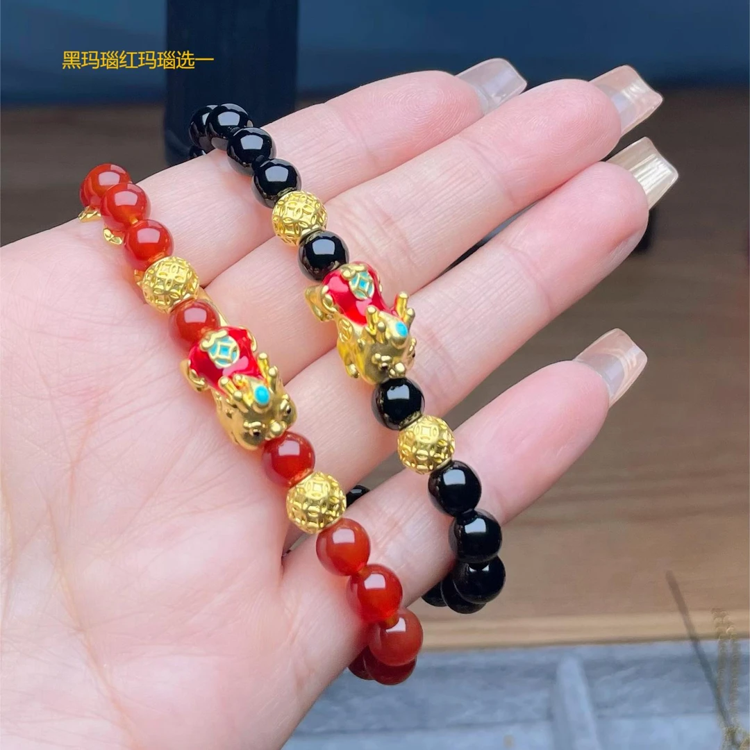 玉麓 貔貅转运珠足金手串多样性发1