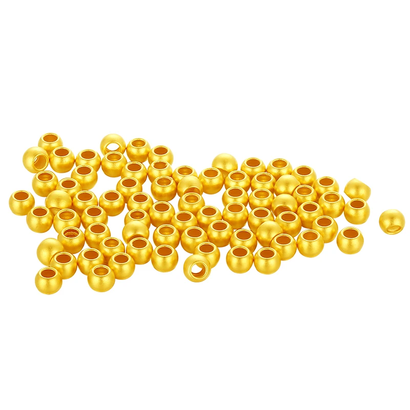 玉麓黄金 足金4mm光面40颗金珠1.99g足金手串链接