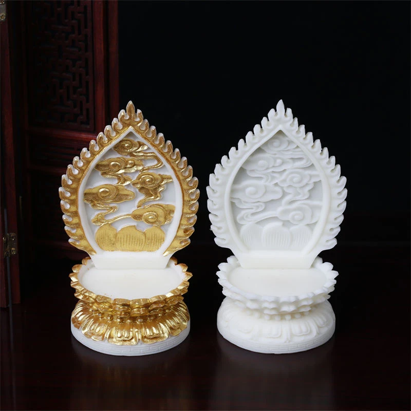 象牙果家用观音菩萨底坐佛像底托加高佛坐实木背光金色莲花底座摆