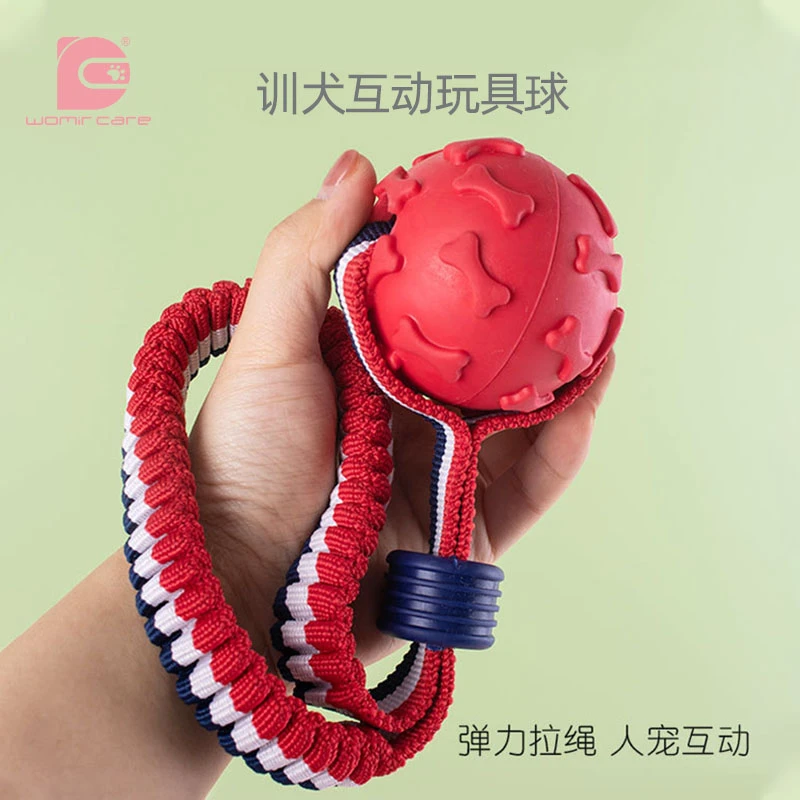 womir care狗狗玩具球马犬金毛大型犬花纹互动德牧训练训犬带绳球