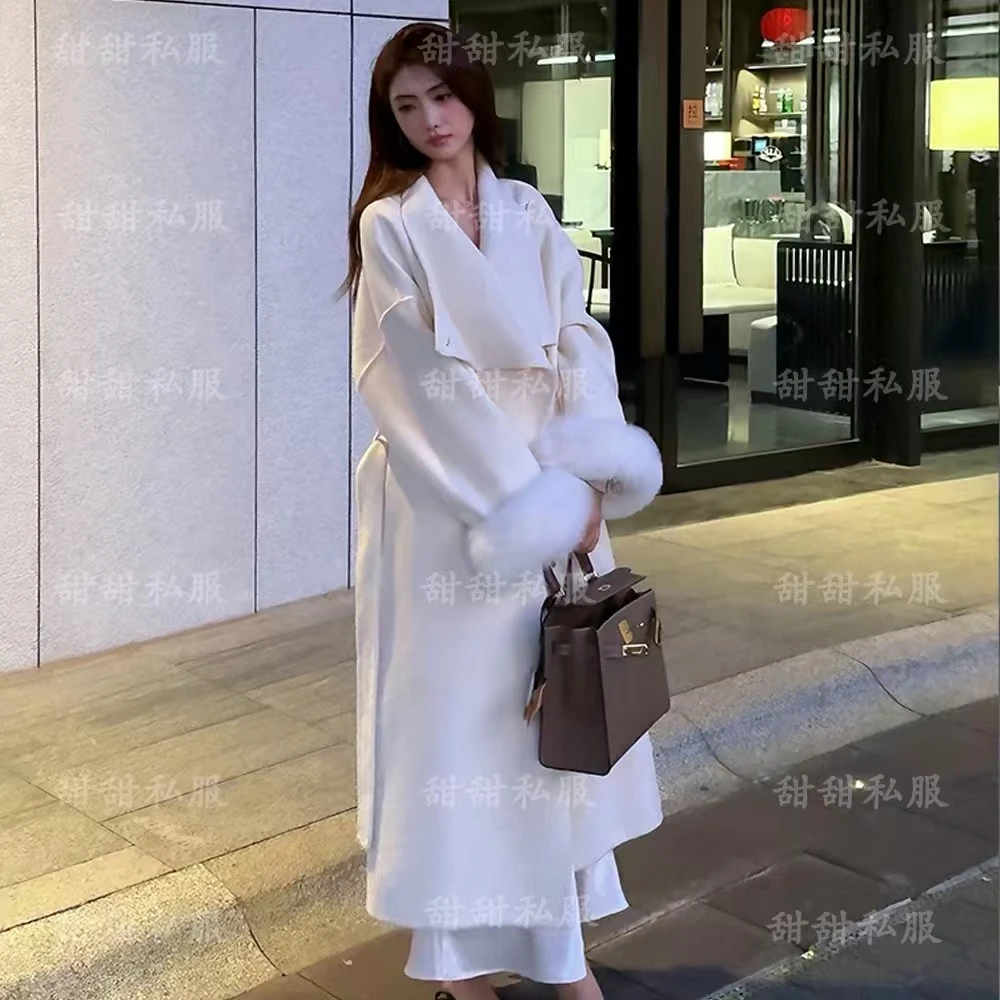 新款中长高级感双面宽松显瘦高级感毛呢外套1066/甜甜z