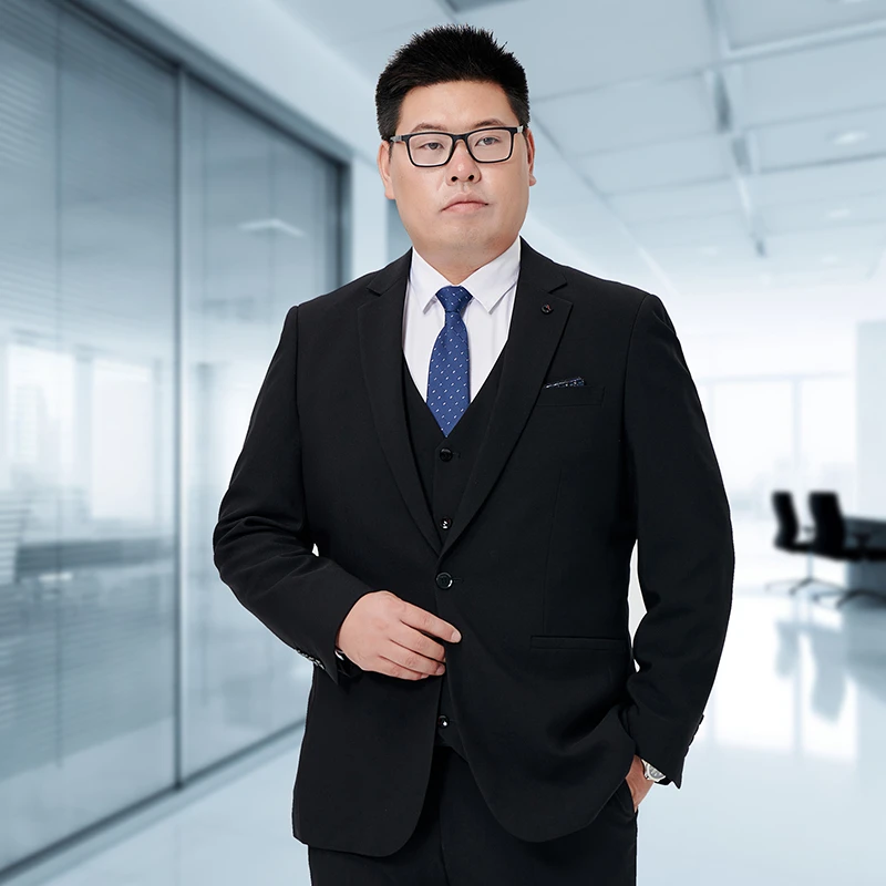 大码西服套装加肥大胖子一粒扣开叉西装正装肥佬男士新郎结婚礼服