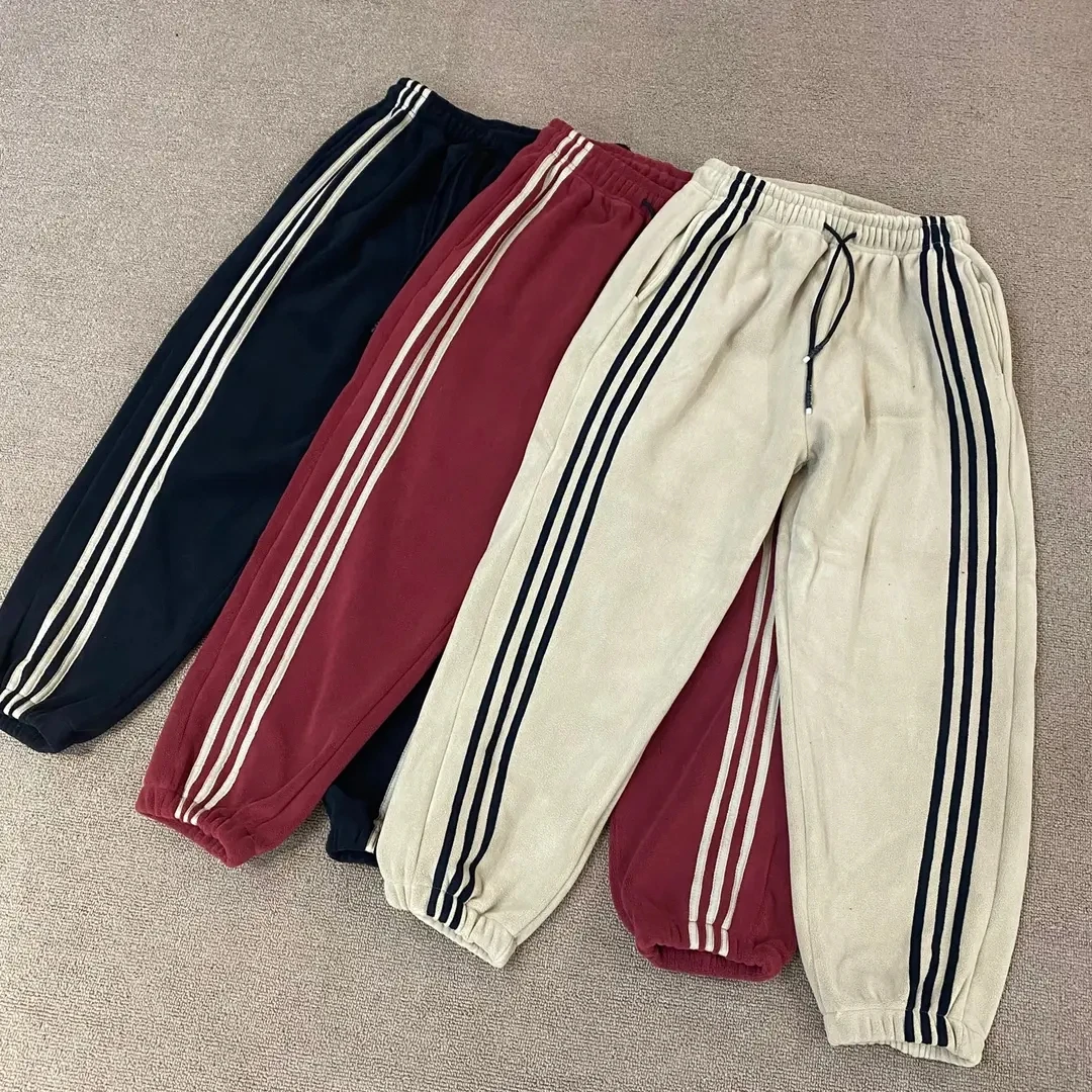 2023新冬款时尚宽松休闲拼条显高显瘦奥粒绒百搭保暖潮流束脚裤