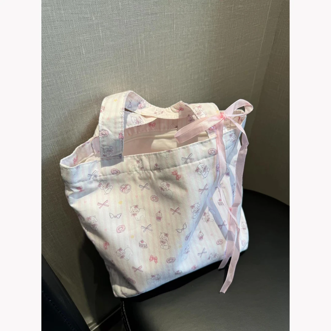 日系小众小羊卡通帆布包大容量单肩手提腋下包粉嫩通勤百搭托特包