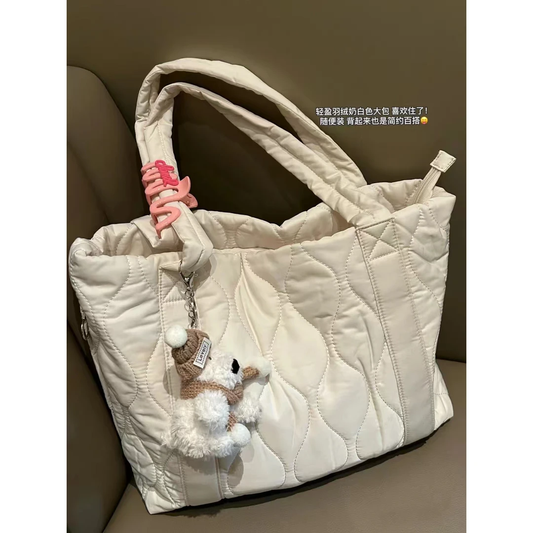 大容量包包女2024春夏新款高级感菱格百搭托特包时尚潮流单肩大包