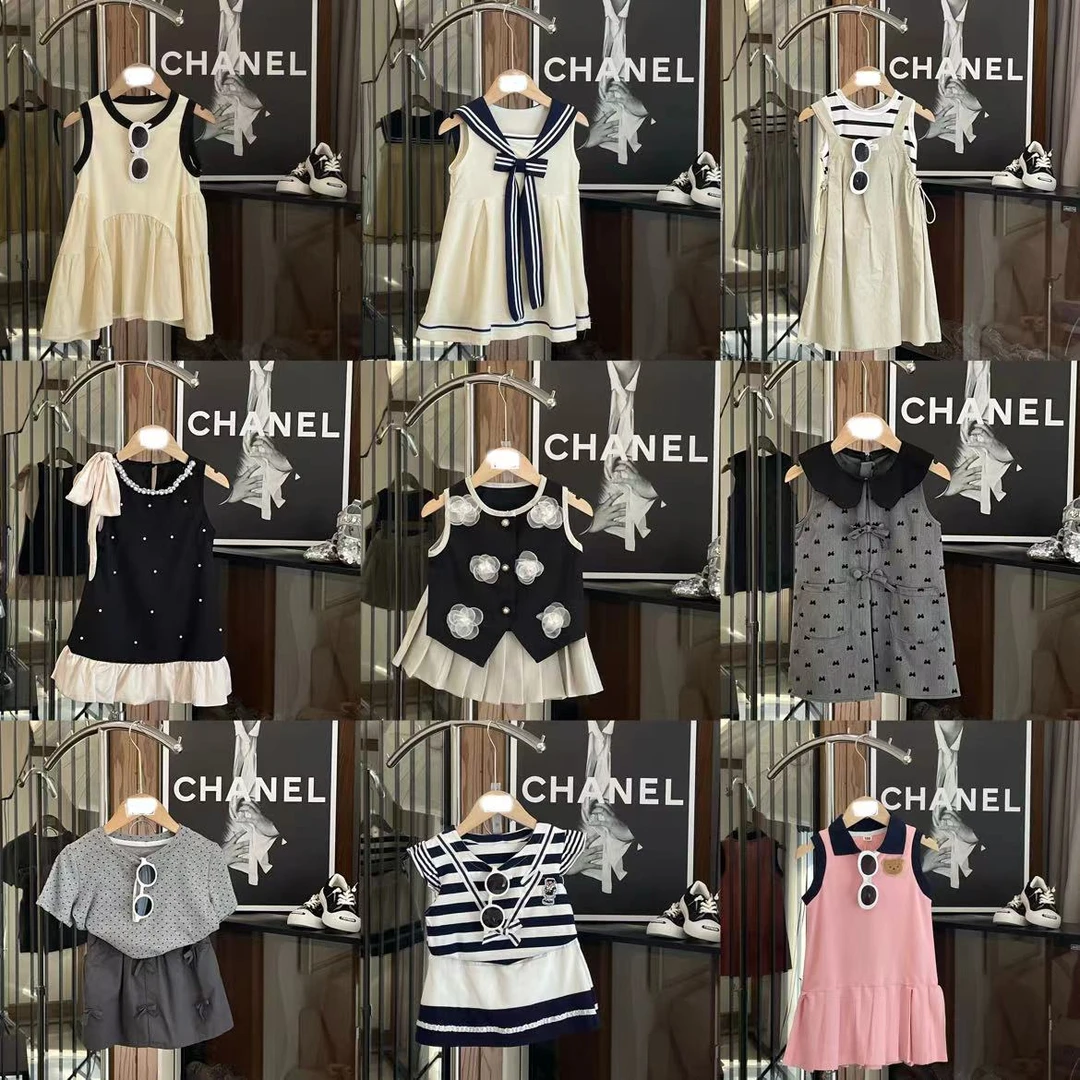 【601-650】新款手工缝制女童透气薄款连衣裙套装