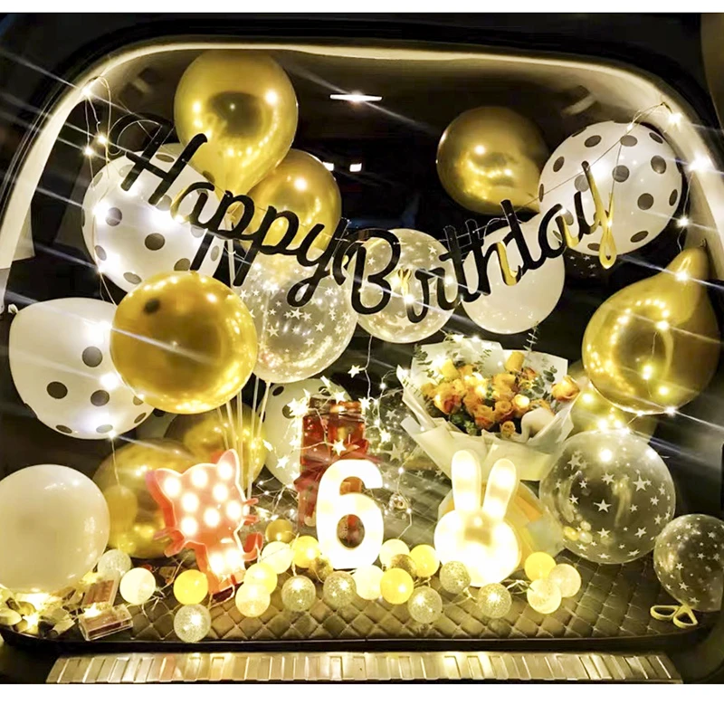 轿车后备箱惊喜布置 儿童 宝宝 女儿 生日场景布置气球装饰套餐
