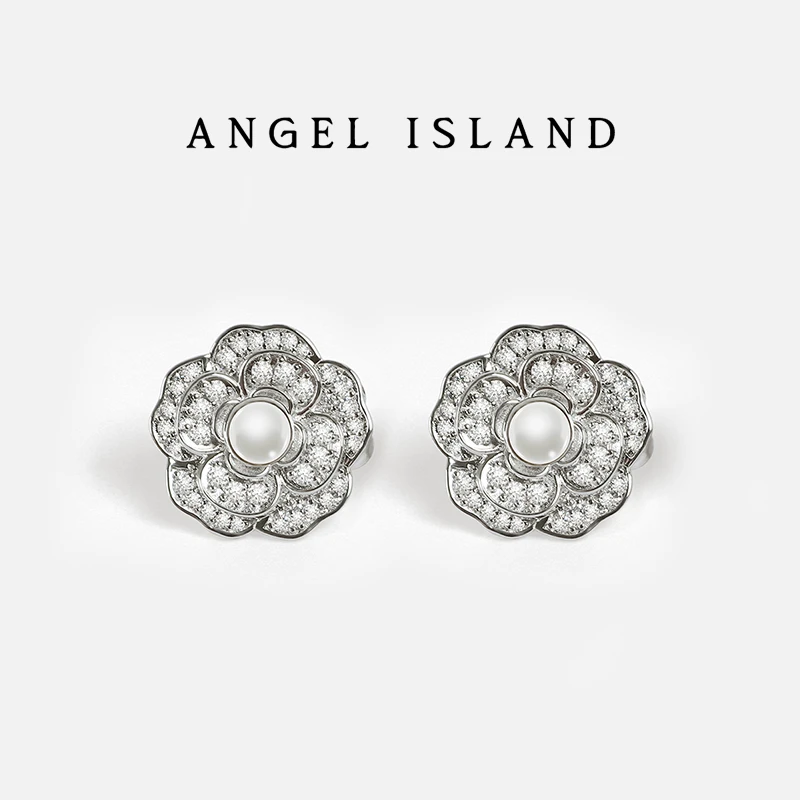 ANGEL ISLAND/天使岛屿 铜合金锆石耳饰 法式精致高级山茶花耳环