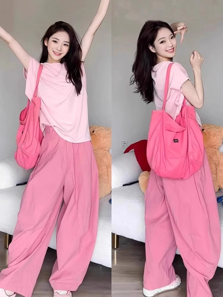 夏装搭配一整套微胖显瘦多巴胺小个子梨形身材穿搭盐系轻熟两件套