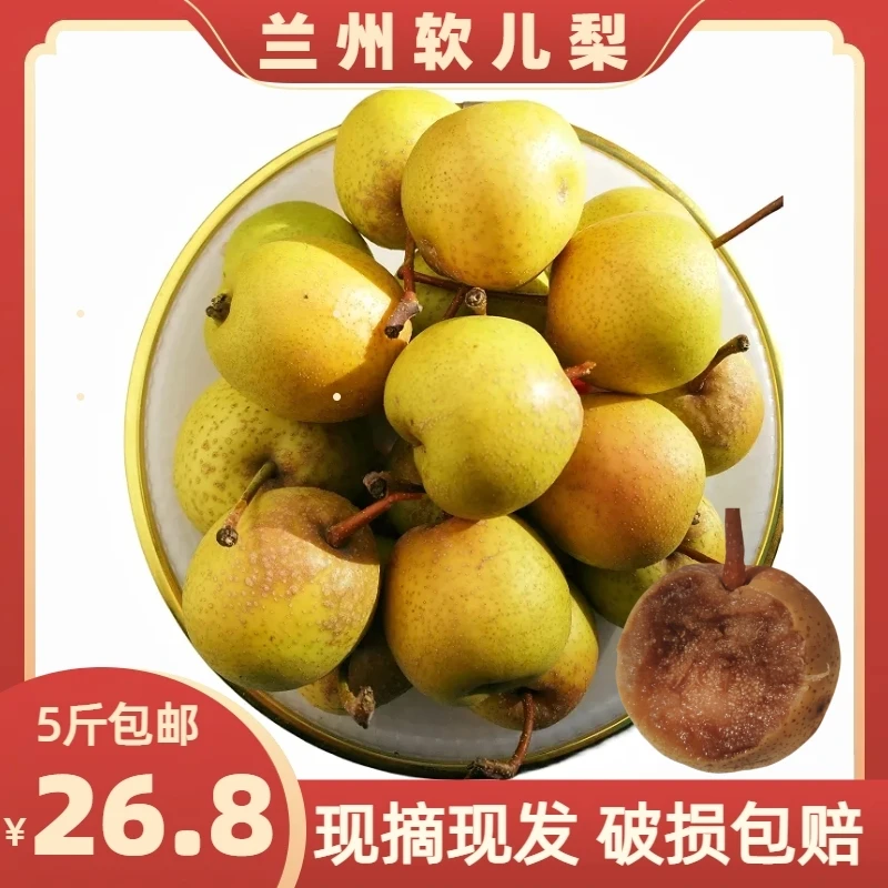 兰州软儿梨化心梨香水梨剥皮梨黑果子甘肃特产新鲜水果冻梨5斤装