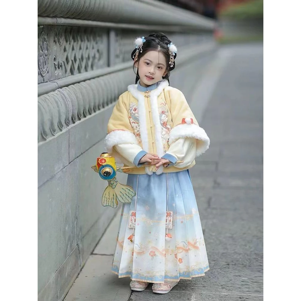 新款汉服女童冬款儿童古风超仙古装女宝宝拜年服中国风小女孩唐装