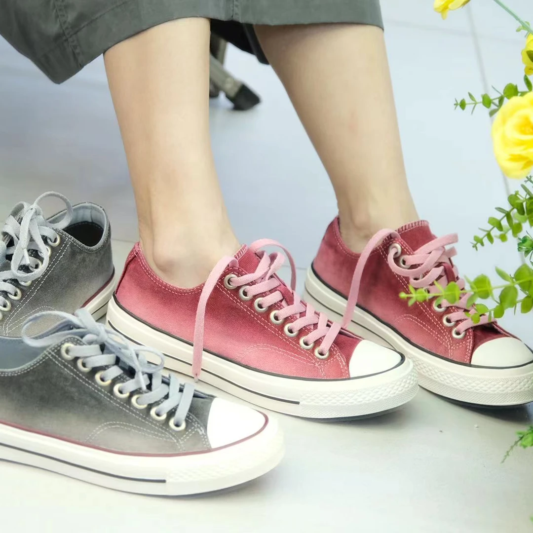 chalan  新款时尚百搭舒适休闲平底低帮系带帆布鞋B1244C049