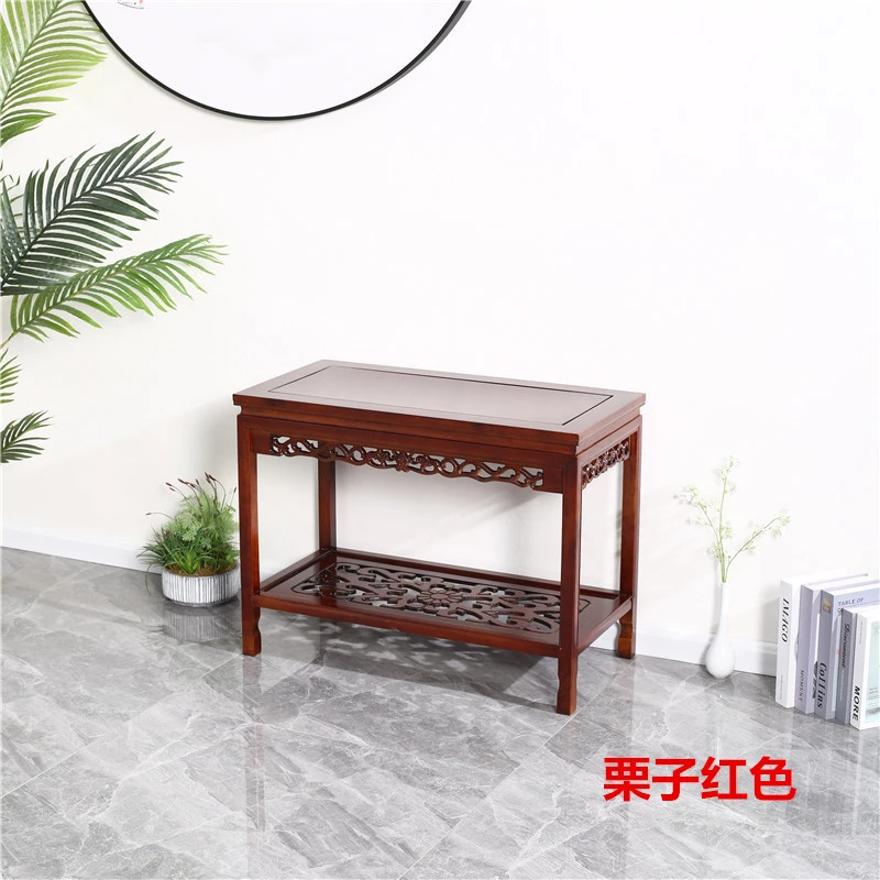 实木客厅古典茶几鱼缸架子花架双层盆景桌家用实木小茶桌边几角几