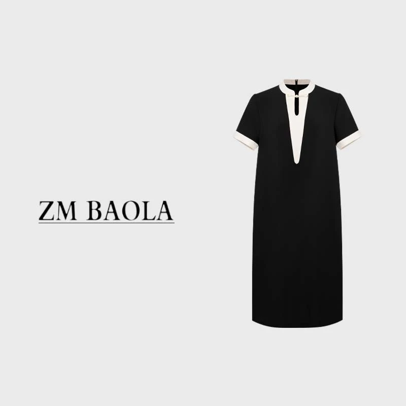 ZM BAOLA【星晚】休闲百搭黑设计师轻奢女装连衣裙BL3038-S2