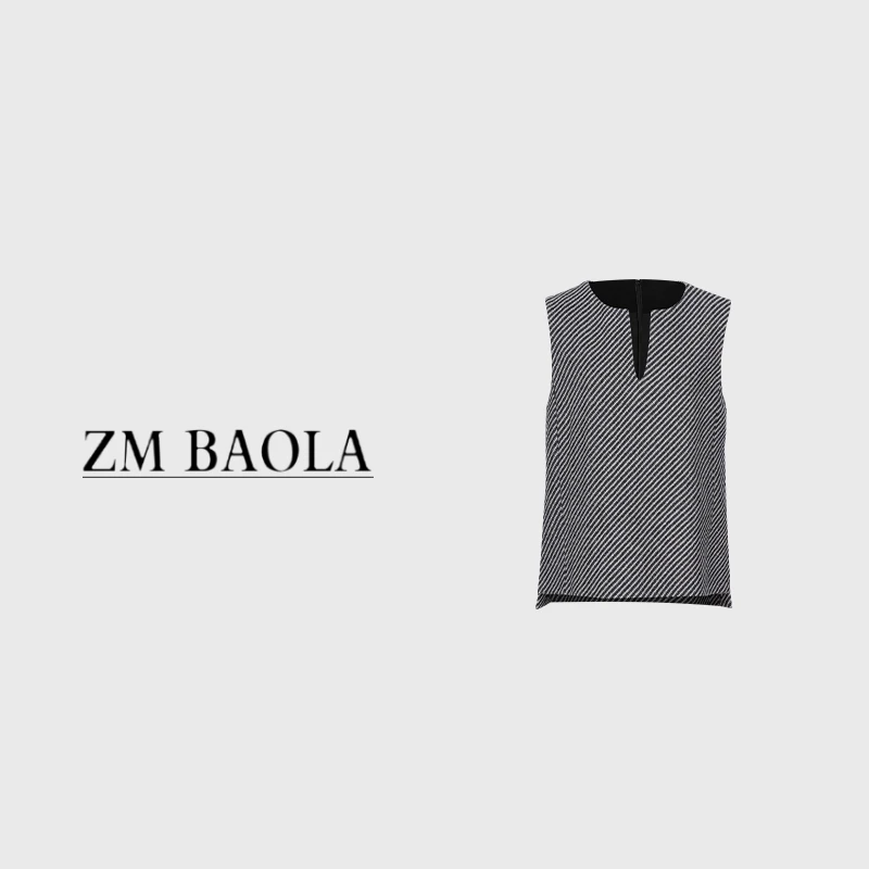 ZM BAOLA【羽扇】绵羊毛 斜纹V领绵羊毛马甲 BN8122-S4