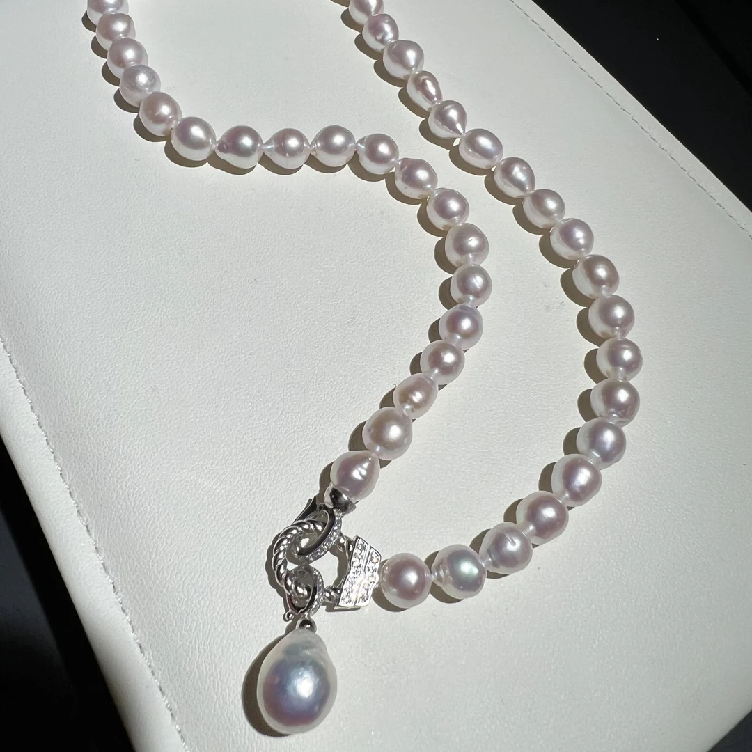 小圆巴极光水滴巴洛克珍珠项链一款多戴S925银多样性发货发一