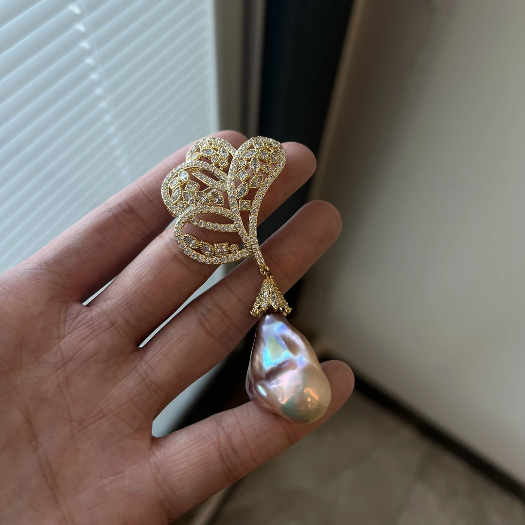 巴洛克珍珠胸针晚霞胸花（珍珠16-18mm）