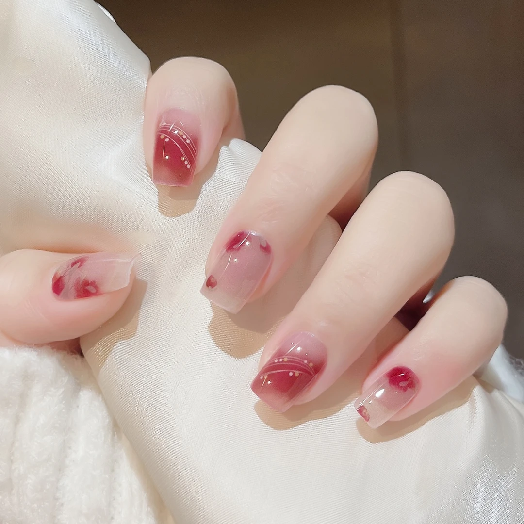 【ES443】半固化凝胶uv半烤美甲贴指甲贴片照灯变硬防水持久穿戴甲
