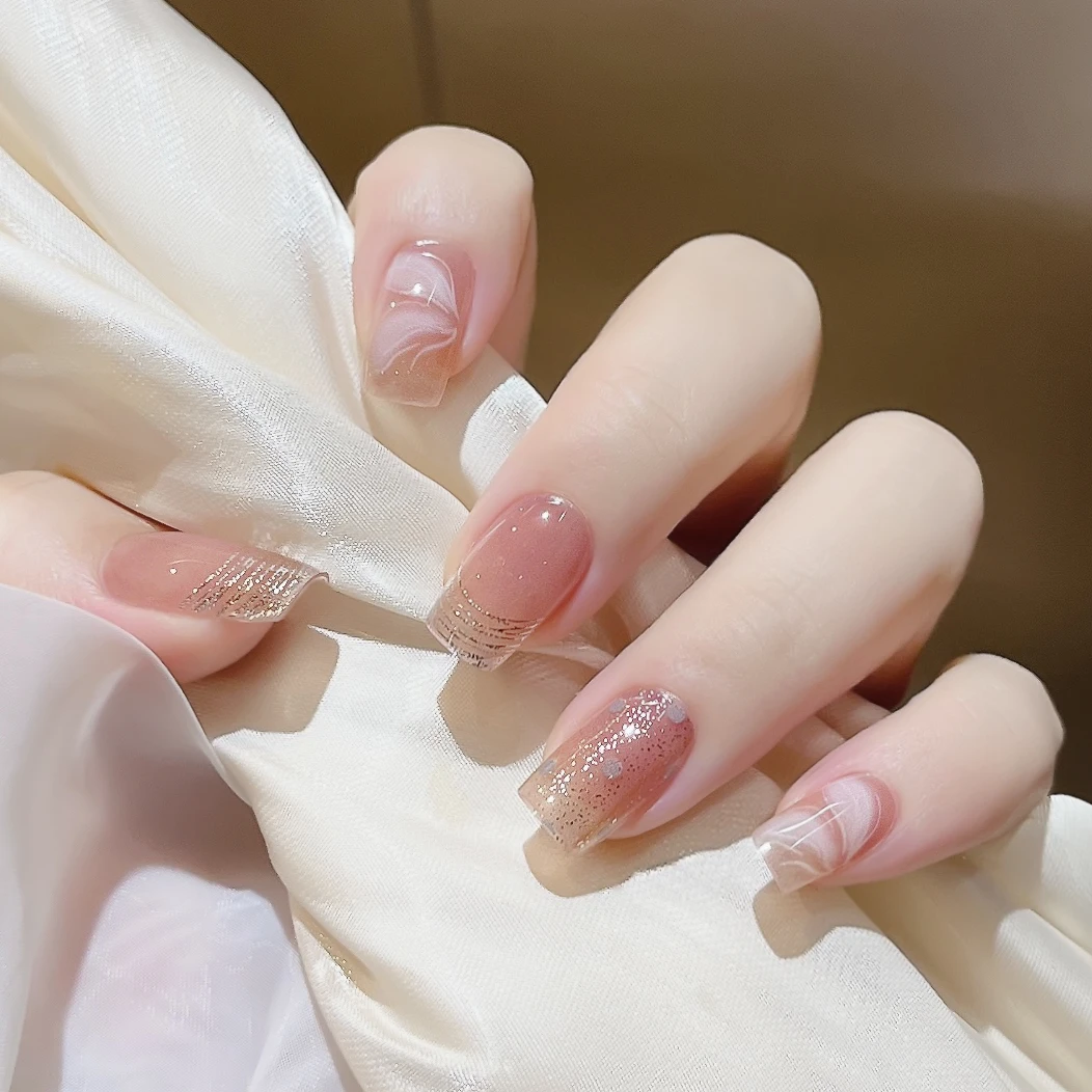 【ES649】半固化凝胶uv半烤美甲贴指甲贴片照灯变硬防水持久穿戴甲