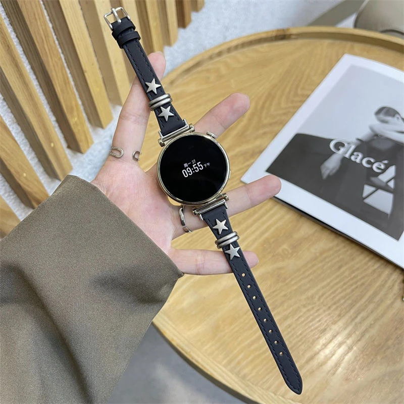 ins适用华为GT4pro柳钉星星皮质表带watch4/3秋冬18/22mm小蛮腰41