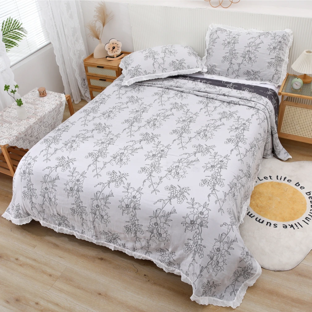 【加大床盖】230*250加大花边蕾丝可水洗亲肤四季通用床盖   简爱