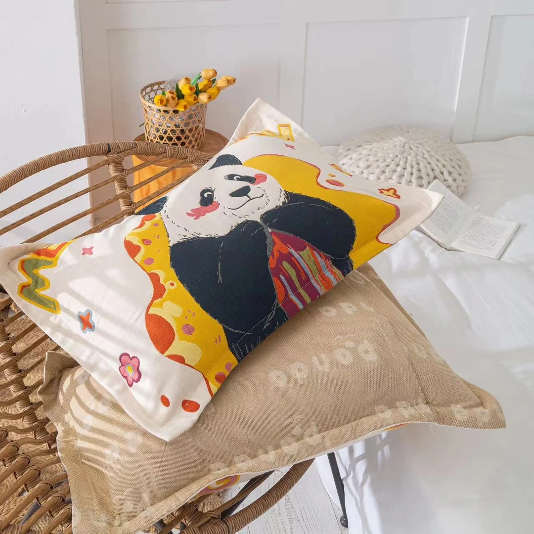 【枕套】成人防滑卡通款52*78纯棉家用枕套一对装   大圆脸