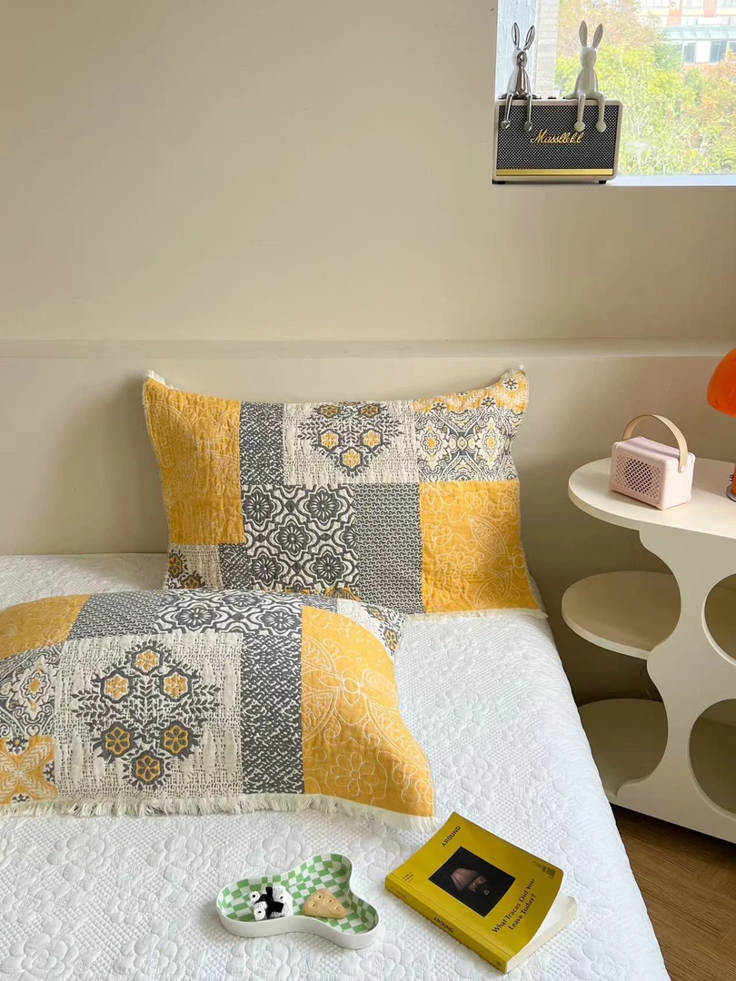 【枕巾枕套一对】流苏纯棉纱布亲肤四季通用枕巾枕套 威廉花园