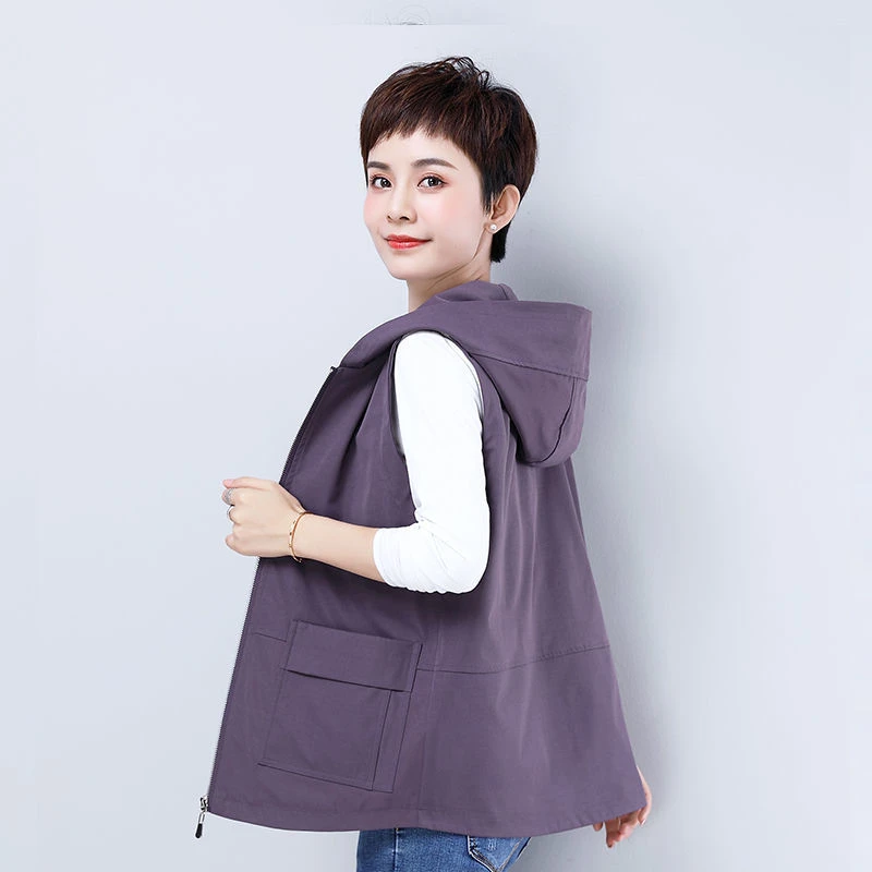 AIMEHAO女士马夹春秋马甲女宽松无袖显瘦洋气短款大码外穿连帽