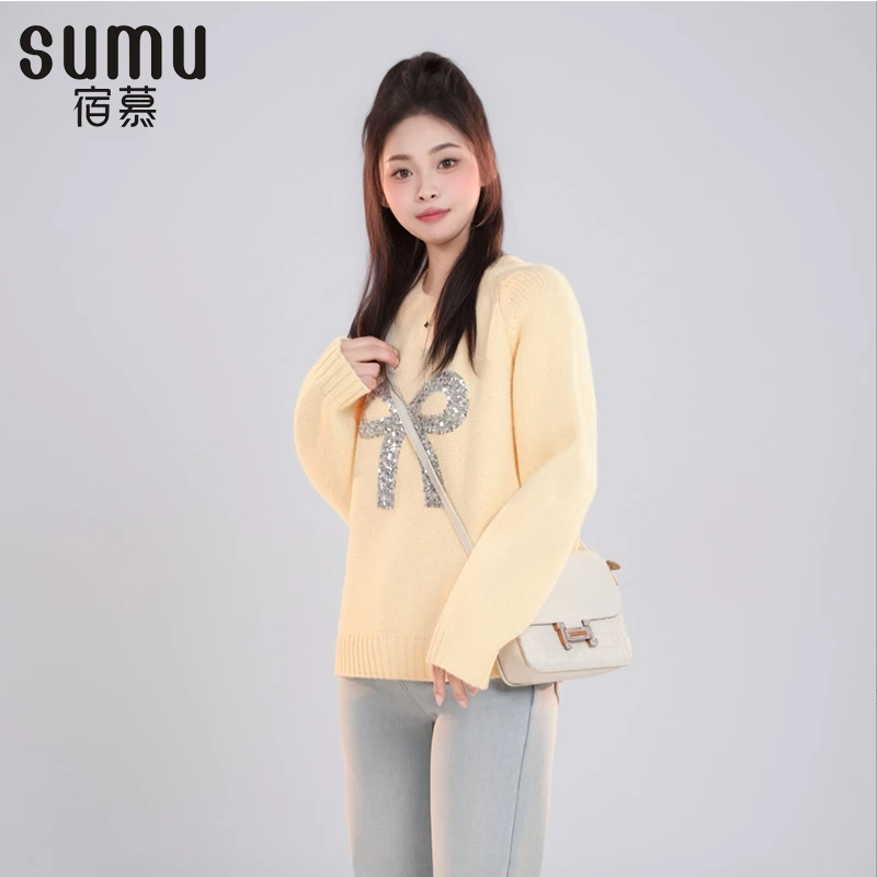 宿慕SUMU女款针织衫11-17冬季2024新款时尚打底百搭针织衫G45021