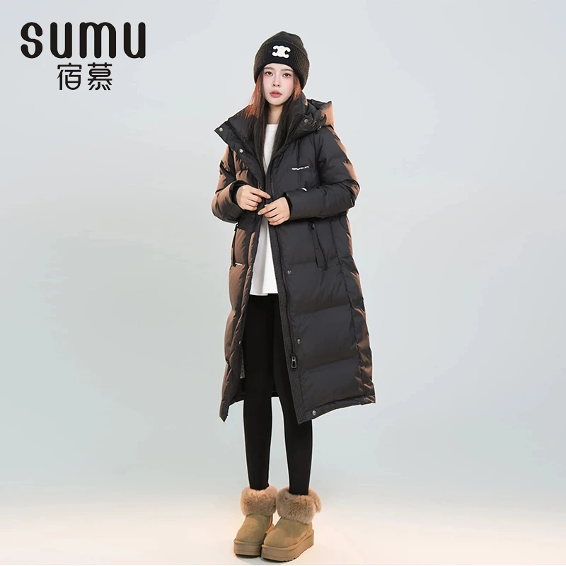 宿慕SUMU女款百搭长款羽绒服11-28冬季2024新款时尚羽绒服D1702A