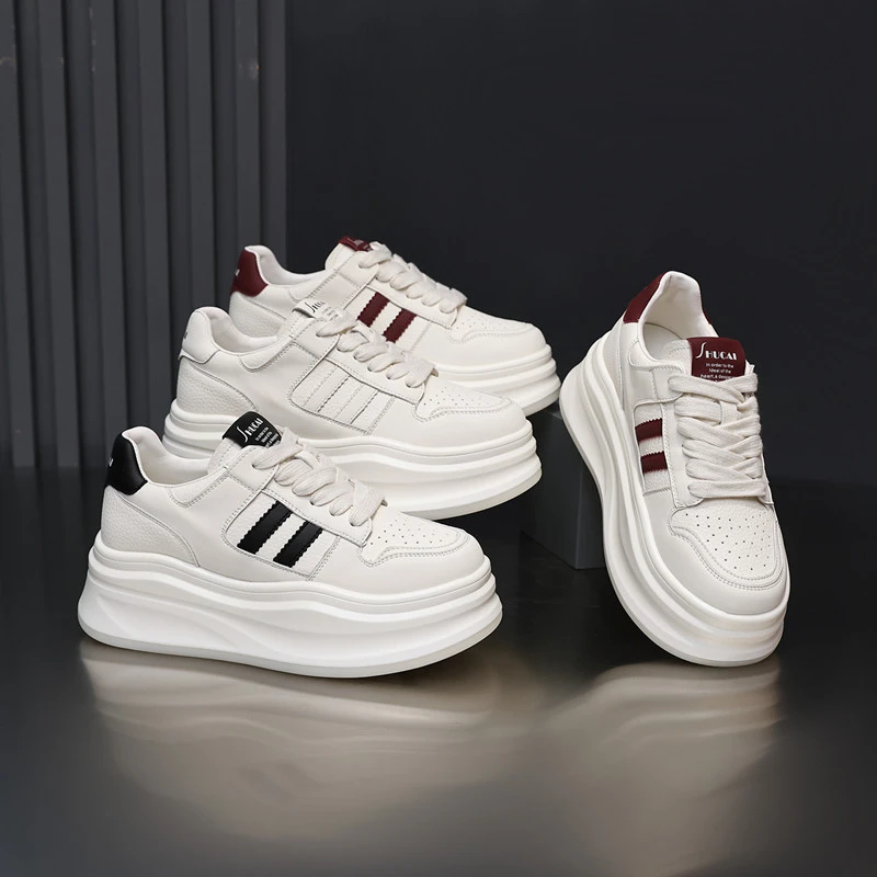 S7777厚底百搭小白鞋女2024新款时尚系带增高板鞋轻便休闲运动鞋