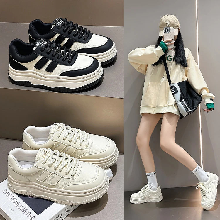 【断码福利】真皮厚底小白鞋女春季女鞋百搭加绒休闲板鞋017