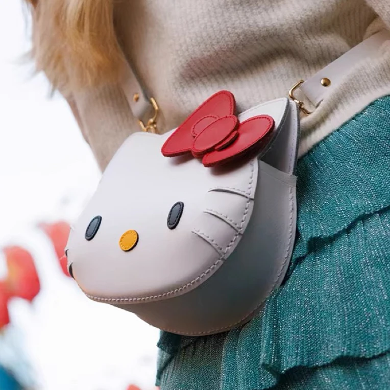 Hello Kitty牛皮单肩包11寸猫咪脸包