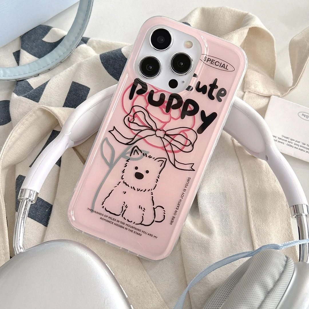 西高地狗狗适用iPhone15promax苹果14手机壳少女心双层软壳12/13