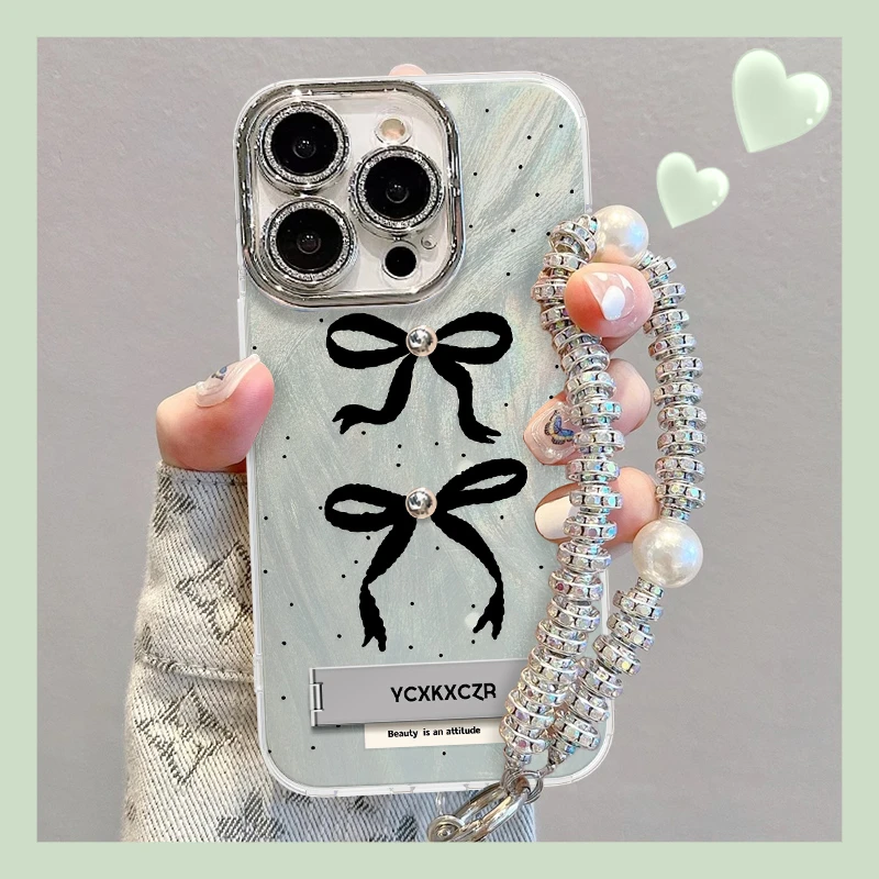 蝴蝶结手机壳适用于苹果15/OPPO华为VIVO简约羽纱壳网红流行女款