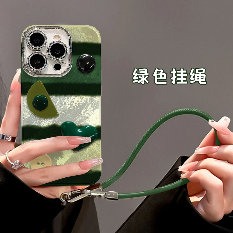 新款牛油果手机壳适用于苹果16冰川纹oppo华为vivo创意网红流行女