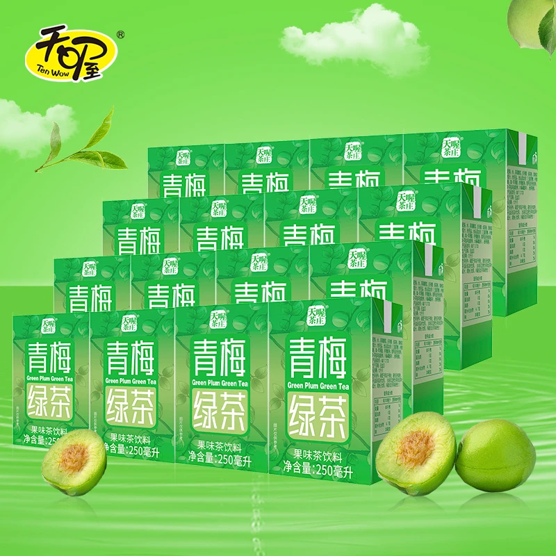 Ten Wow/天喔 青梅绿茶低糖0脂清爽果味茶饮料夏季整箱16盒水饮