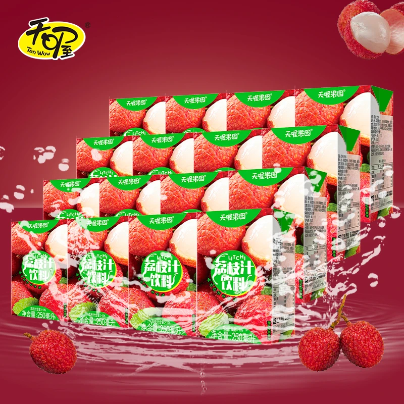 Ten Wow/天喔 荔枝汁饮料低糖果味风味水饮整箱16盒批发清爽饮品